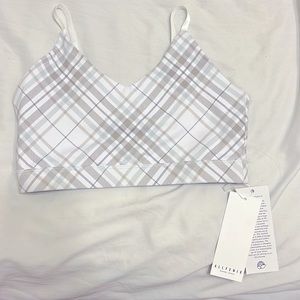 ALL FENIX WHITE PLAID SPORTS BRA